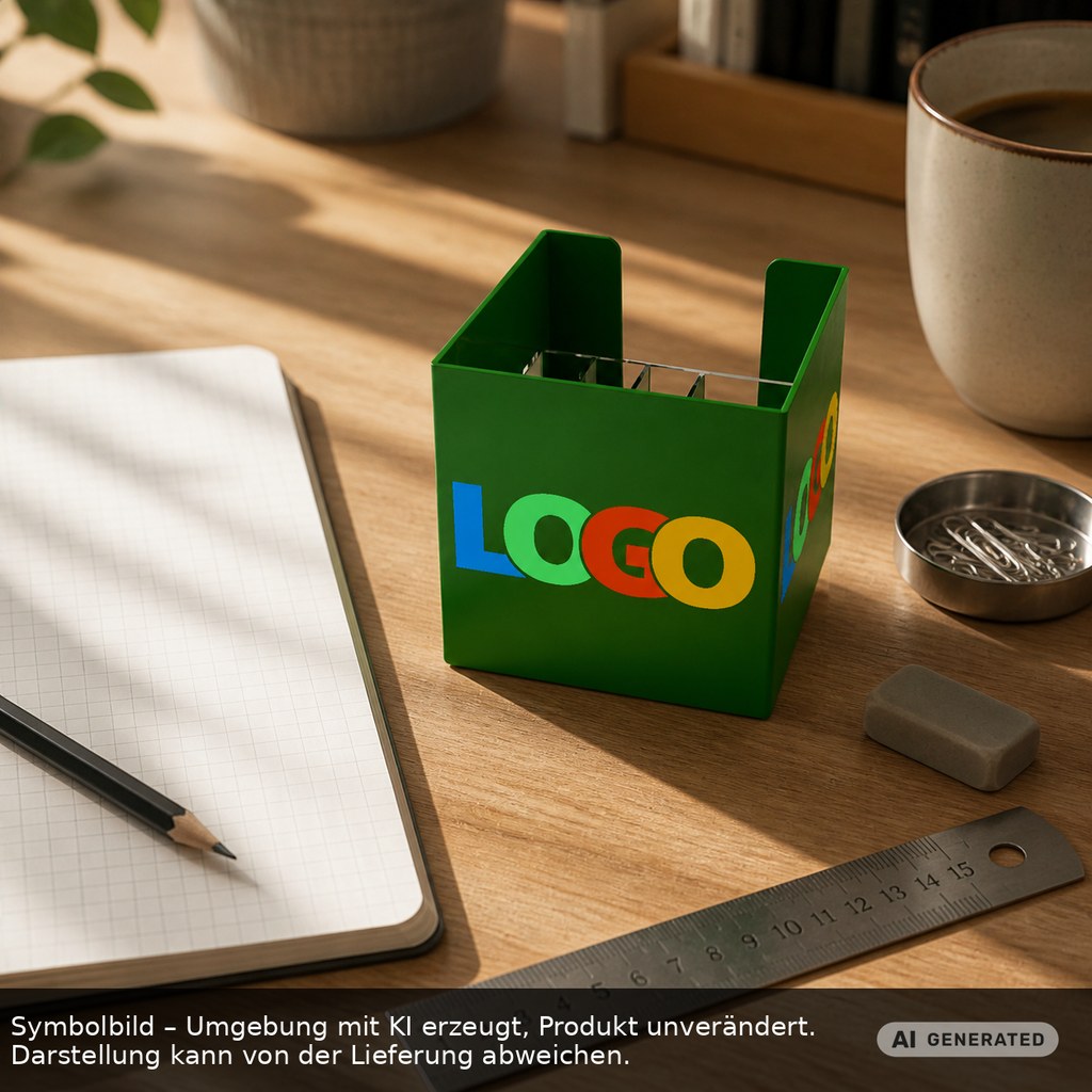 Zettelbox mit Köcher "Alpha" als Werbeartikel mit Logo bedrucken