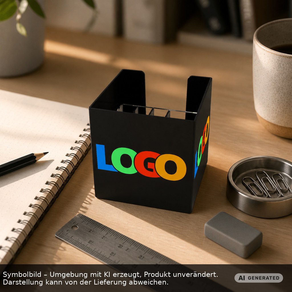 Zettelbox mit Köcher "Alpha" als Werbeartikel mit Logo bedrucken