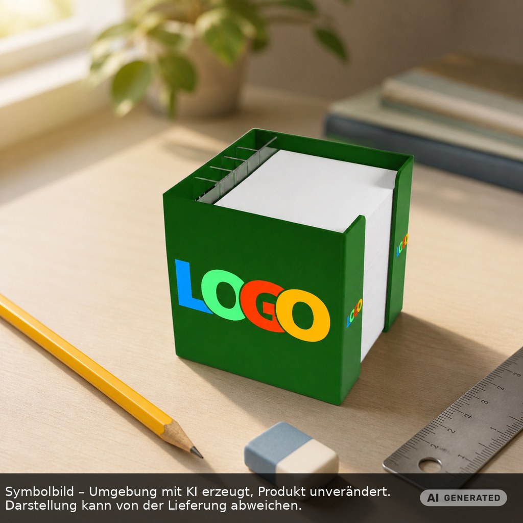 Zettelbox mit Köcher "Alpha" als Werbeartikel mit Logo bedrucken