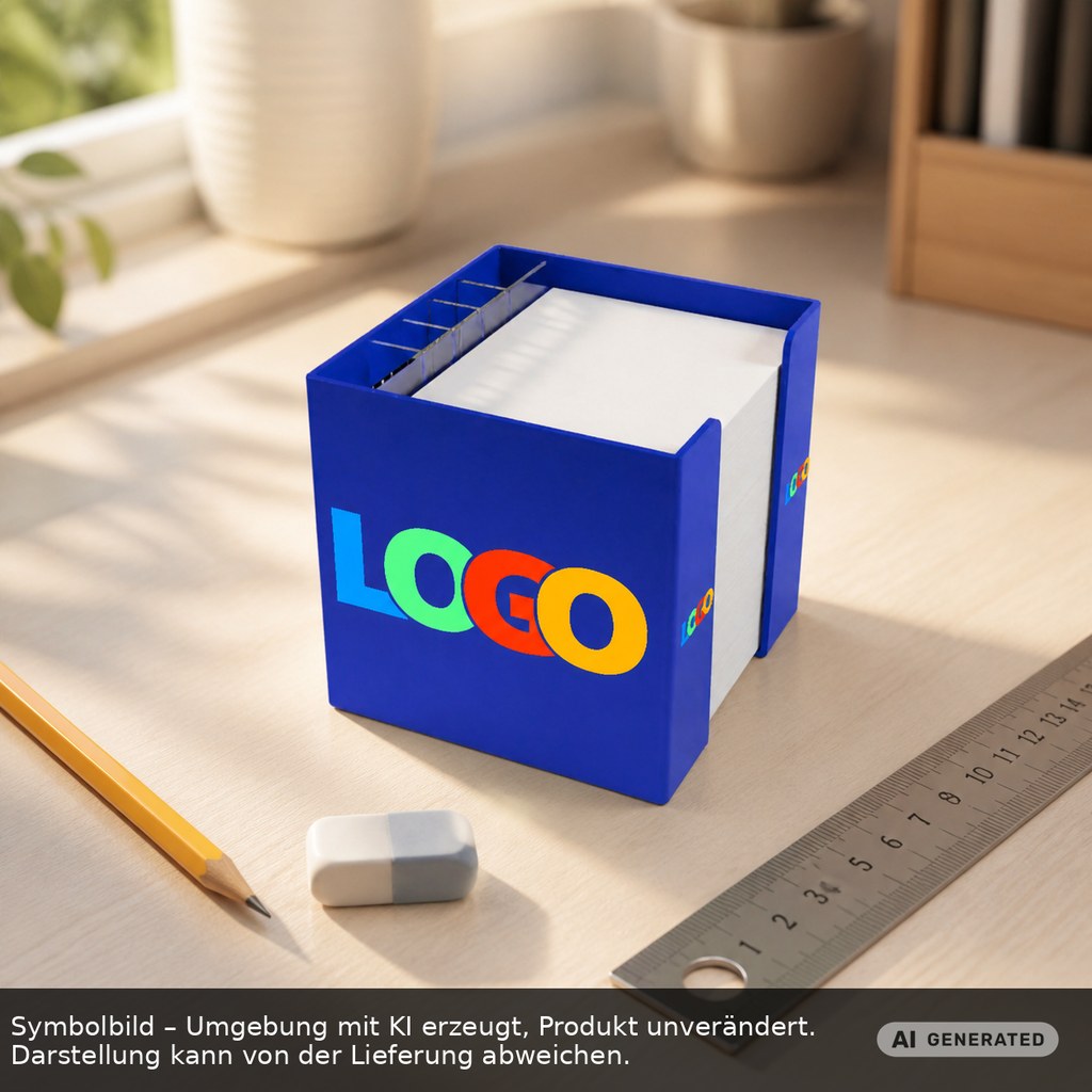 Zettelbox mit Köcher "Alpha" als Werbeartikel mit Logo bedrucken