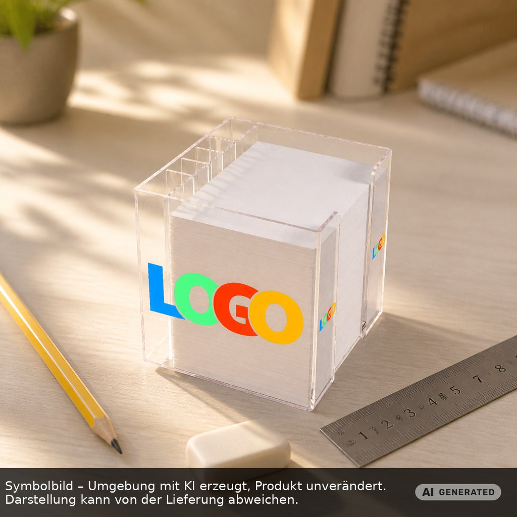 Zettelbox mit Köcher "Alpha" als Werbeartikel mit Logo bedrucken