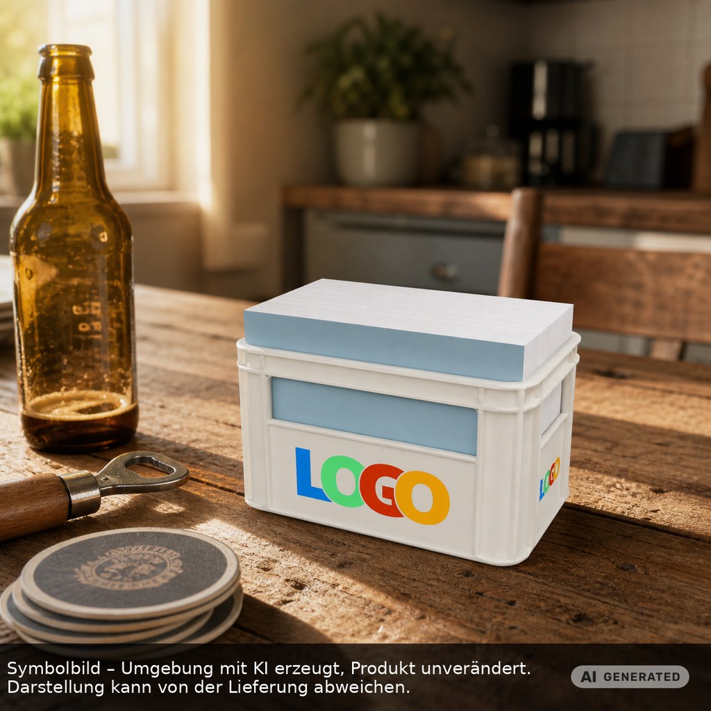 Zettelbox "Getränkekasten" als Werbeartikel mit Logo bedrucken
