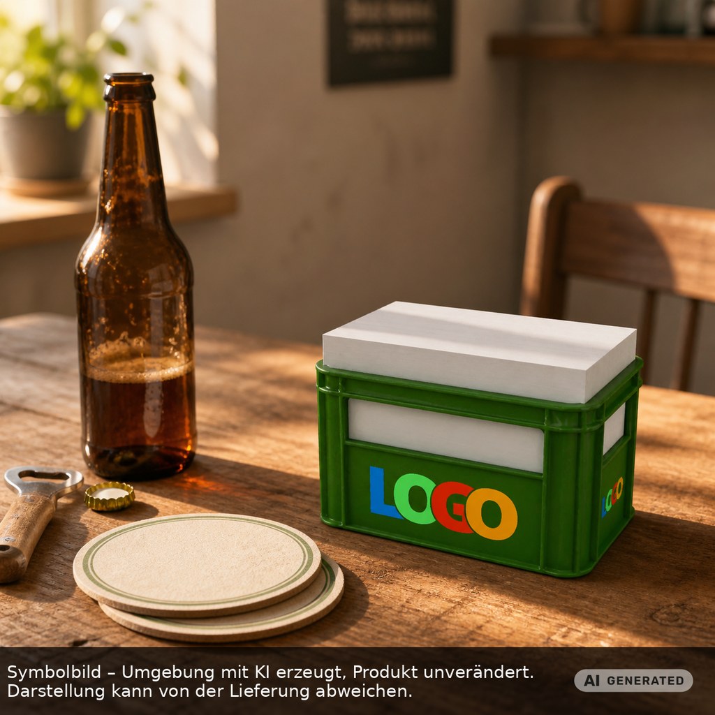 Zettelbox "Getränkekasten" als Werbeartikel mit Logo bedrucken