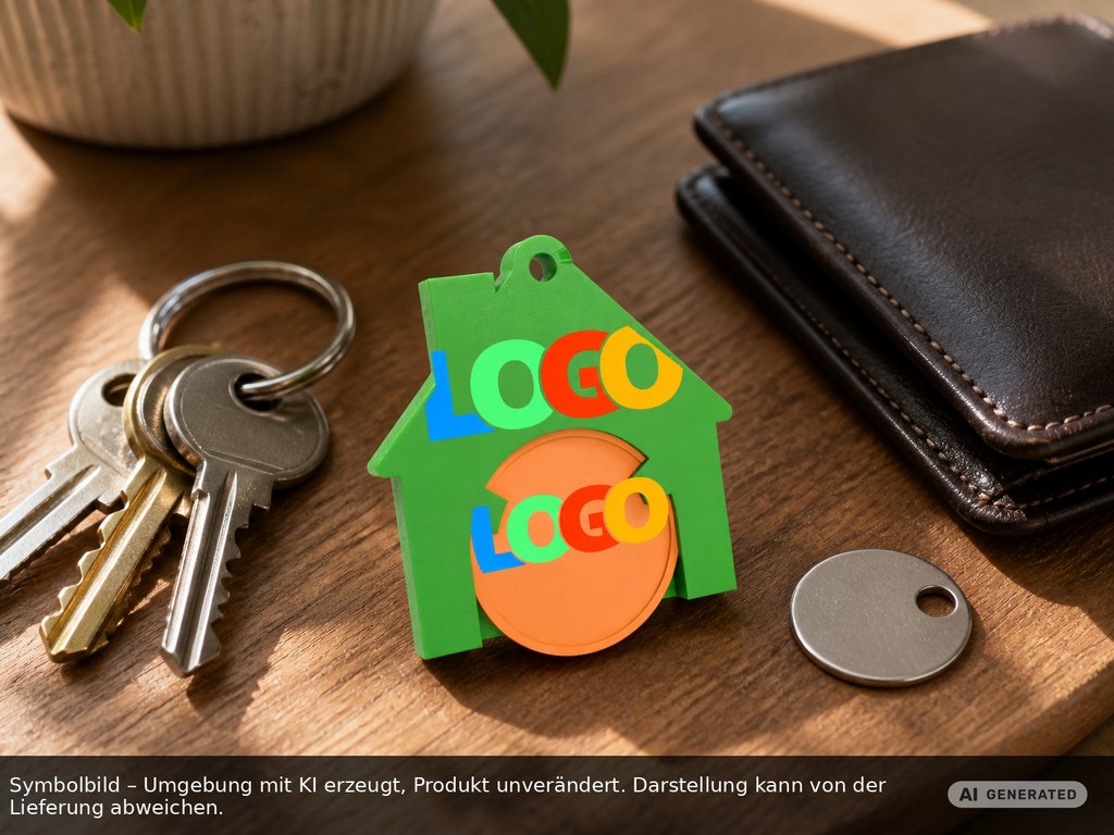 Chiphalter mit 1€-Chip "Haus" als Werbeartikel mit Logo bedrucken