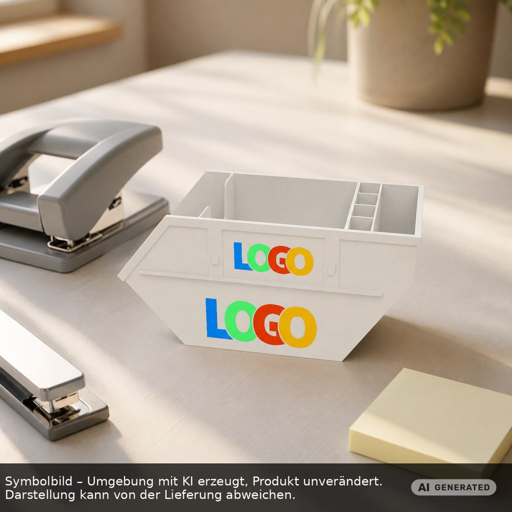 Zettelbox mit Köcher "Container" als Werbeartikel mit Logo bedrucken