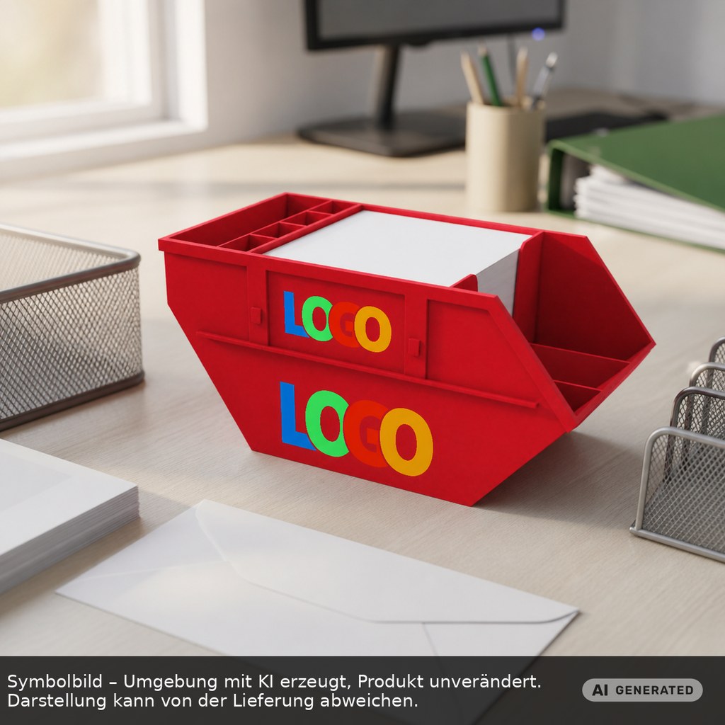 Zettelbox mit Köcher "Container" als Werbeartikel mit Logo bedrucken